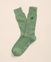Men Cotton Blend Ribbed Socks with Embroidered Golden Fleece - Brooks Brothers sale