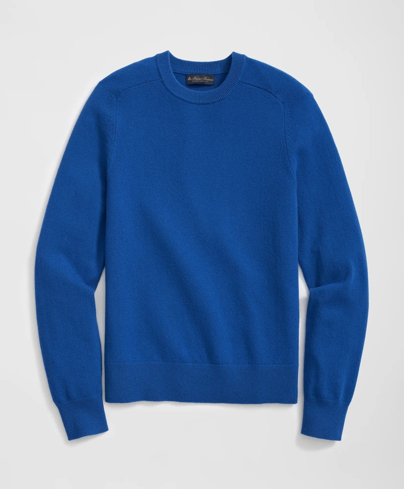 Men 3-Ply Cashmere Crewneck Saddle Shoulder Sweater - Brooks Brothers Outlet