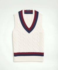 Men Vintage-Inspired Tennis V-Neck Vest in Supima - Brooks Brothers