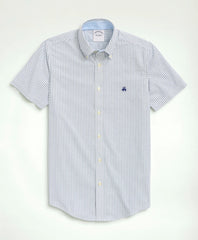 Men Stretch Non-Iron Oxford Button-Down Collar, Bengal Stripe Short- Sleeve Sport Shirt - Brooks Brothers sale