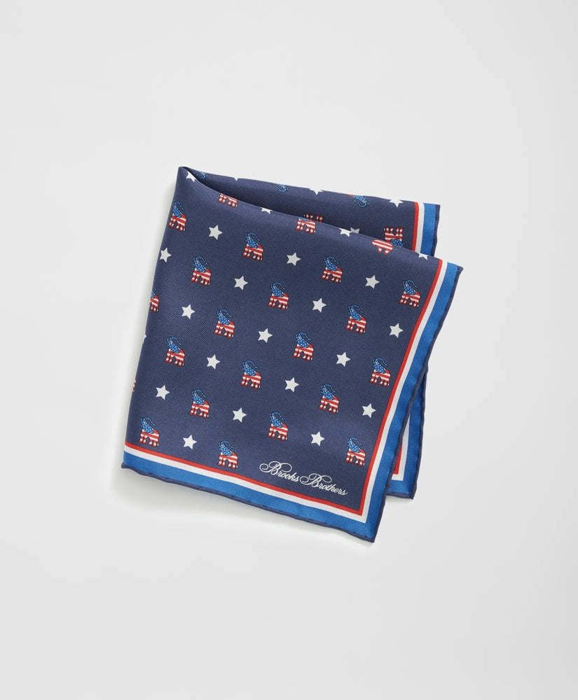 Men Elephant Motif Silk Pocket Square - Brooks Brothers sale