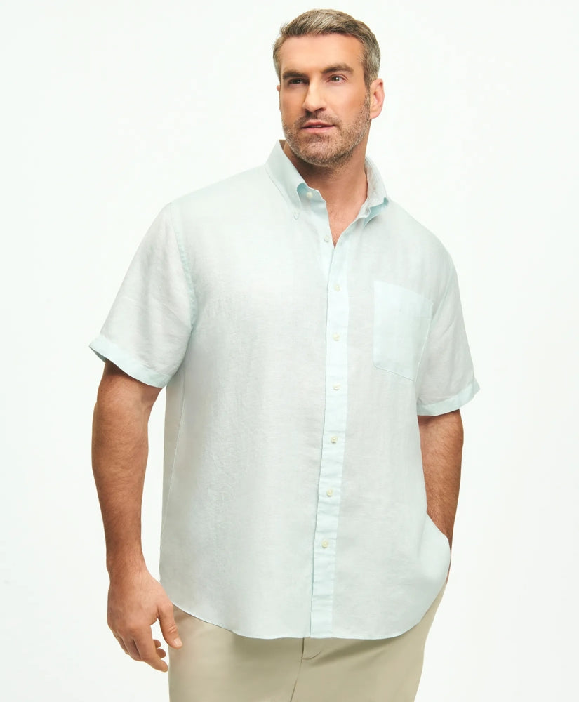 Shirts Big & Tall Sport Shirt,  Short-Sleeve Irish Linen - Brooks Brothers Outlet