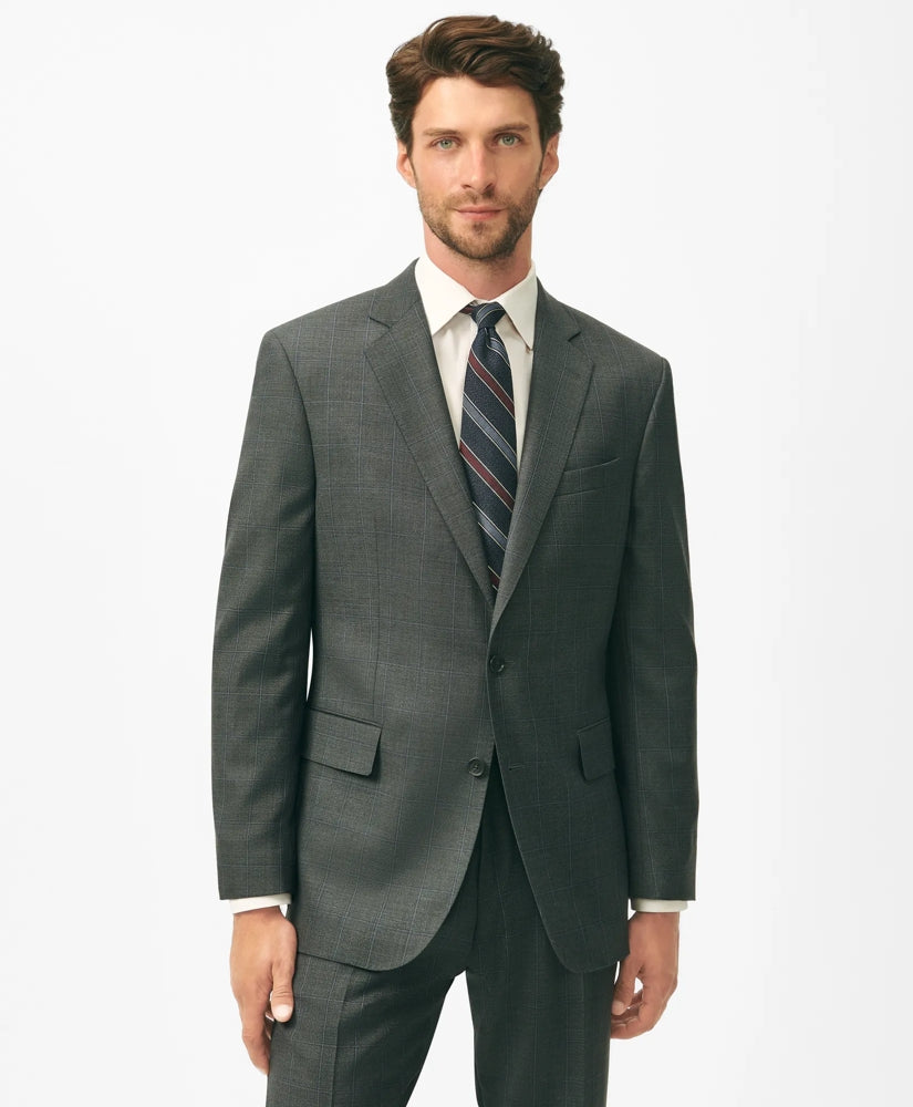 Men Classic Fit Wool Windowpane 1818 Suit