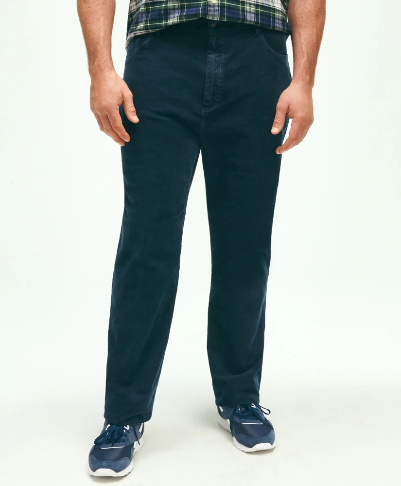 Men Big & Tall Five-Pocket Stretch Corduroy Cotton Pants