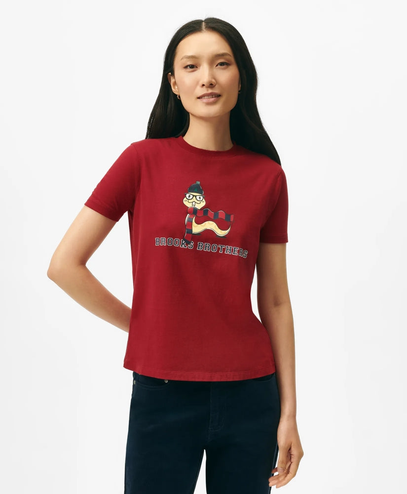 Sale Women's Lunar New Year Cotton Snake Motif T-Shirt - Brooks Brothers US
