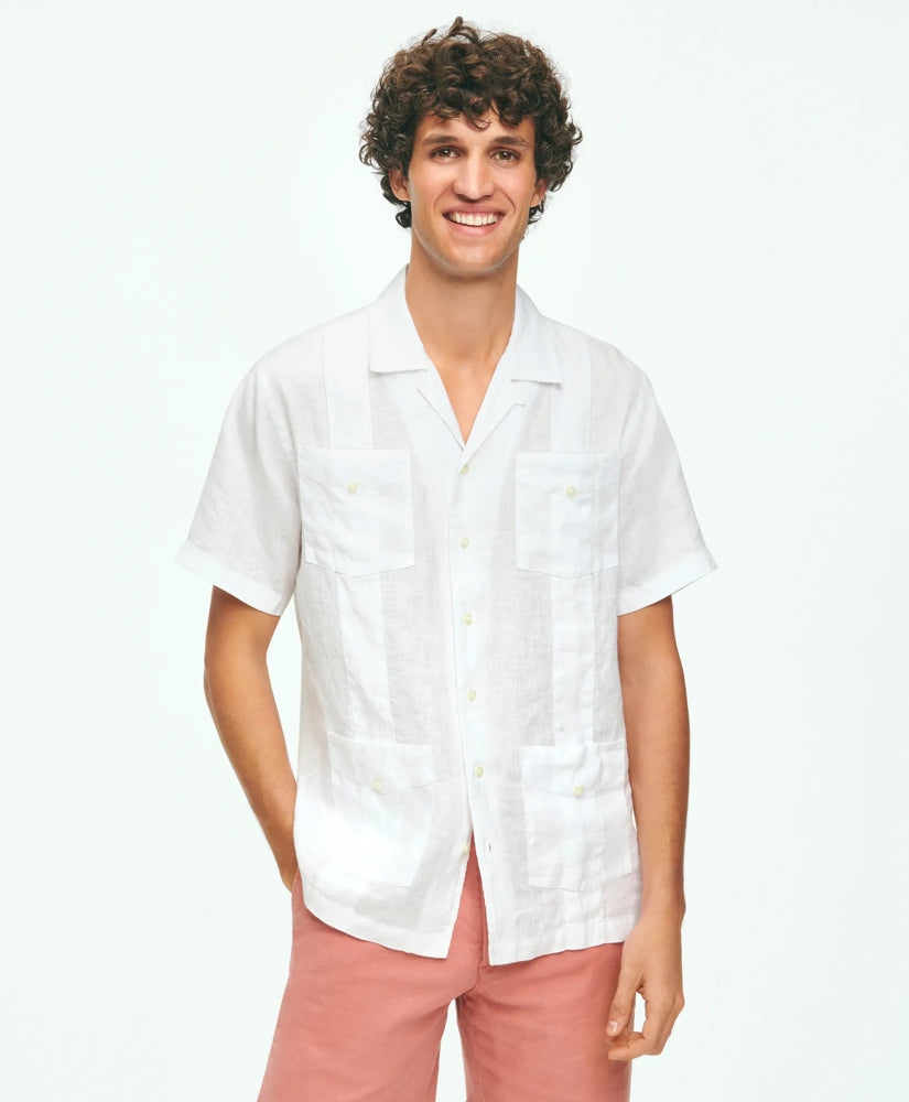 Shirts Irish Linen Short Sleeve Guayabera Shirt - Brooks Brothers Discount