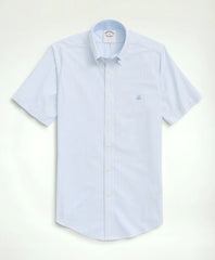 Men Stretch Non-Iron Oxford Button-Down Collar, Bengal Stripe Short- Sleeve Sport Shirt - Brooks Brothers sale