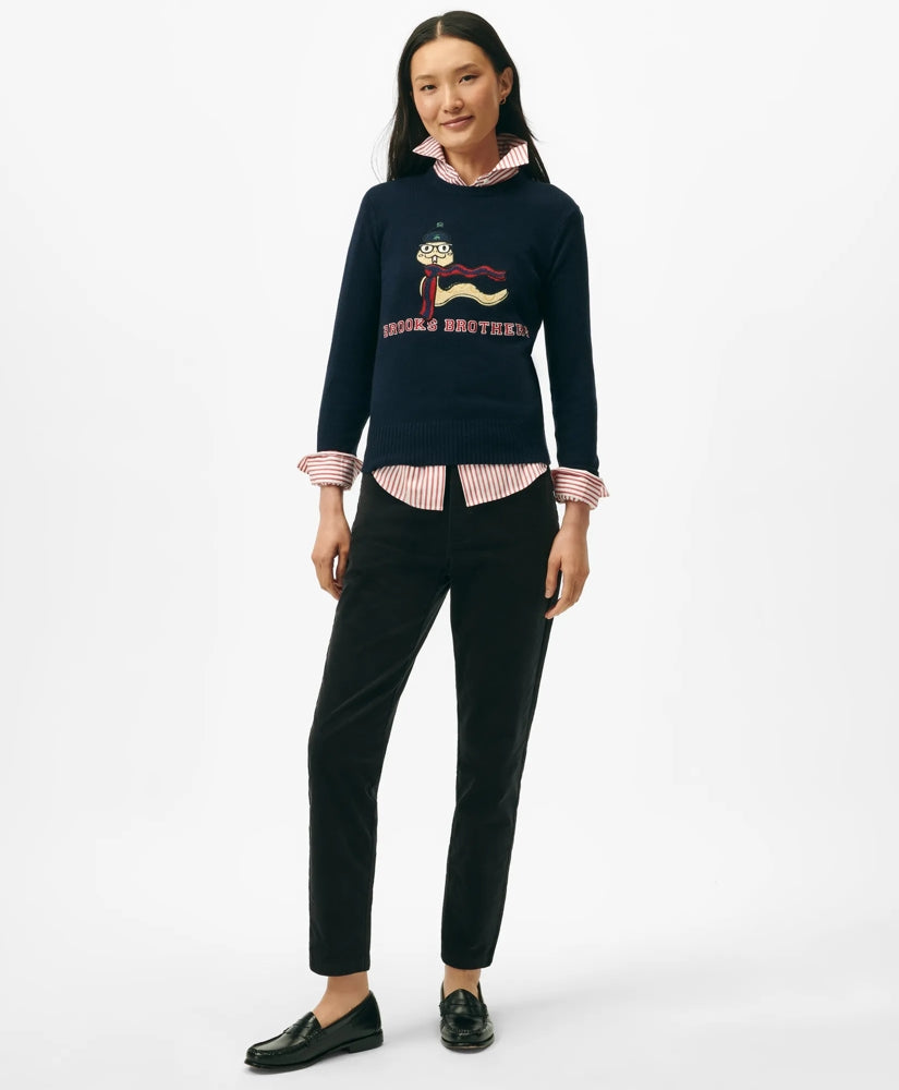 Sale Women's Lunar New Year Wool-Blend Intarsia Snake Motif Sweater - Brooks Brothers