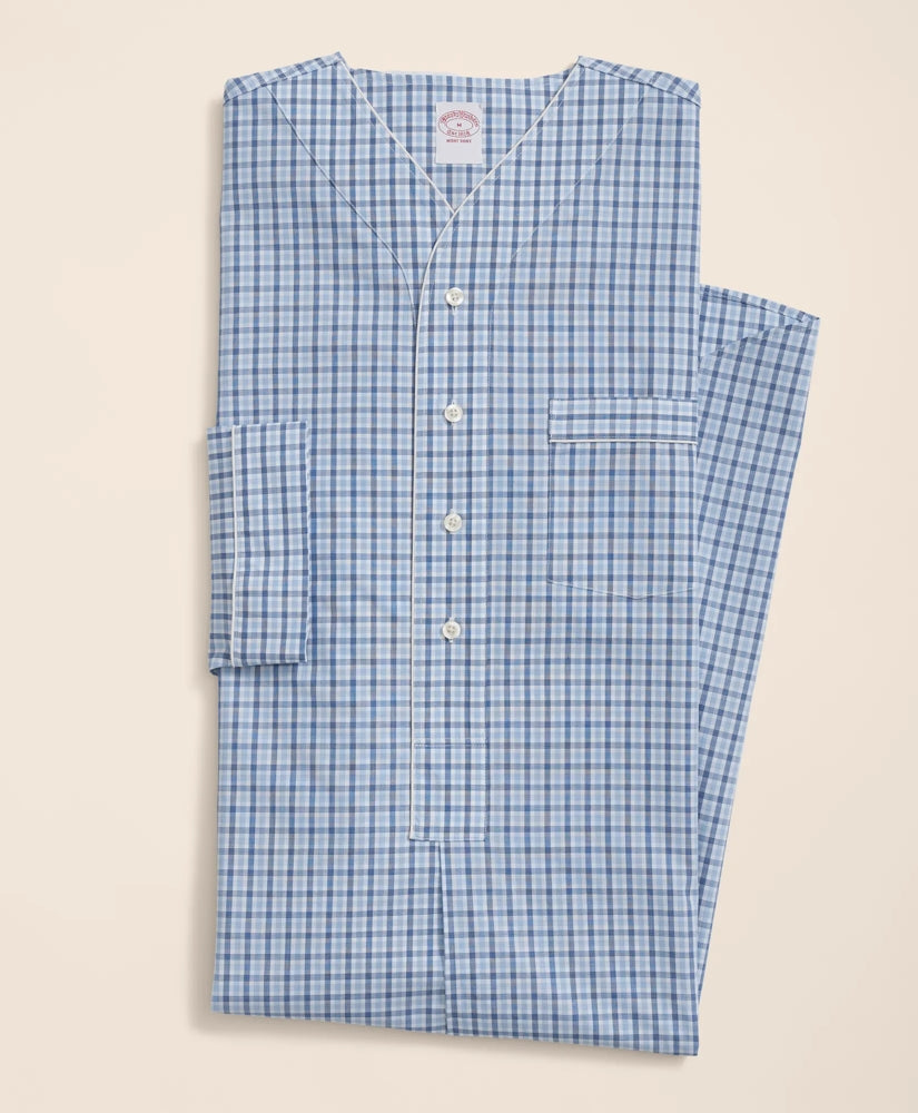 Men Cotton Broadcloth Checked Nightshirt - Brooks Brothers Near me