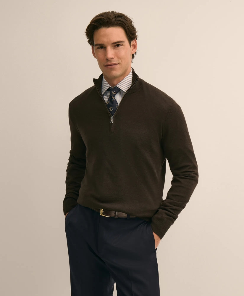 Men Ultimate Merino Wool Quarter-Zip Sweater - Brooks Brothers Gift