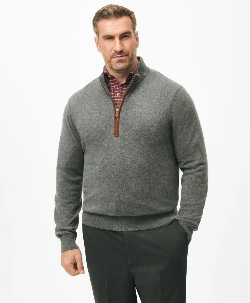 Men Big & Tall 3-Ply Cashmere Quarter-Zip Sweater - Brooks Brothers sale