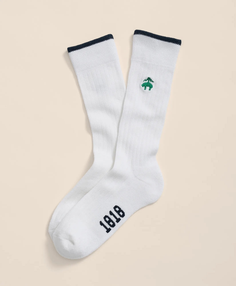 Men Cotton Blend Contrast Tipped Ribbed Socks with Golden Fleece - Brooks Brothers Near me