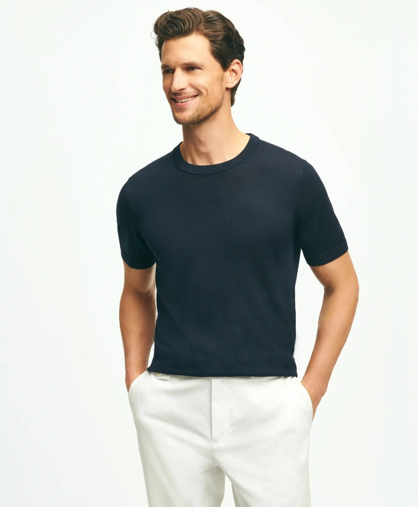 Men Lightweight Luxe All-Season Sweater, Short Sleeve Crewneck - Brooks Brothers US