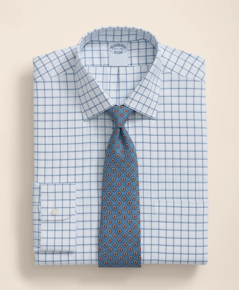 Men Brooks Brothers Explorer Collection Non-Iron Twill Ainsley Collar, Windowpane Dress Shirt - Brooks Brothers Online