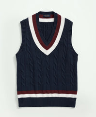 Men Vintage-Inspired Tennis V-Neck Vest in Supima - Brooks Brothers