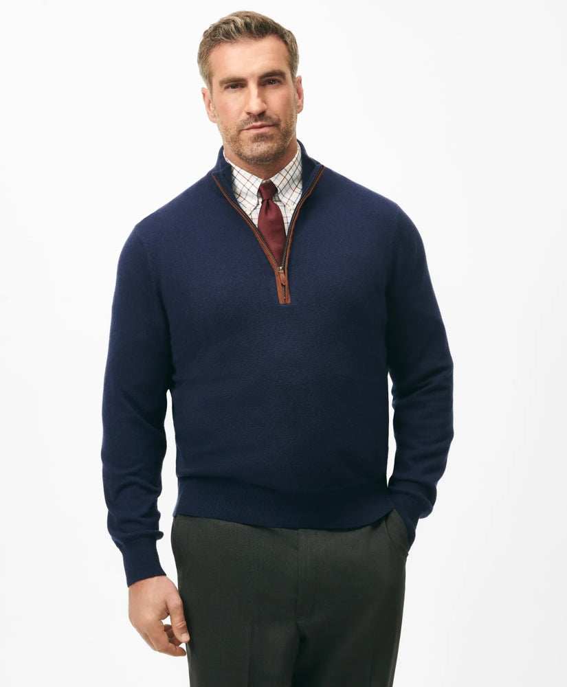 Men Big & Tall 3-Ply Cashmere Quarter-Zip Sweater - Brooks Brothers sale