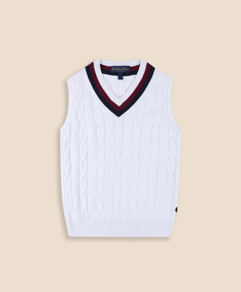 Boys Boys Classic Cable Knit Tennis Vest - Brooks Brothers sale