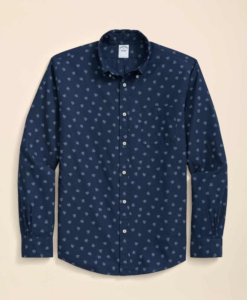 Sale Cotton Sport Shirt in Indigo Foulard Print - Brooks Brothers For sale